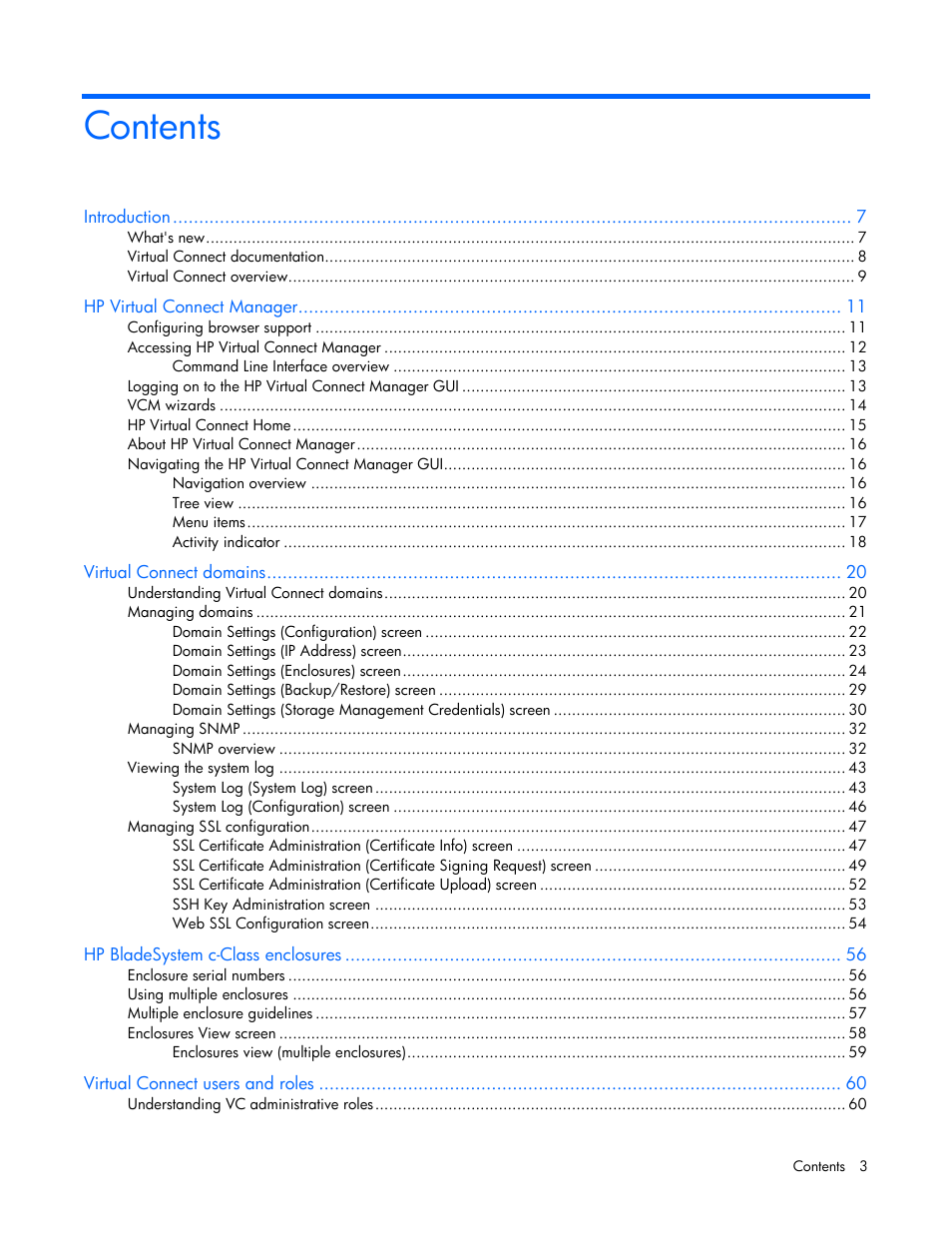 HP Virtual Connect 8Gb 24-port Fibre Channel Module for c-Class BladeSystem User Manual | Page 3 / 262