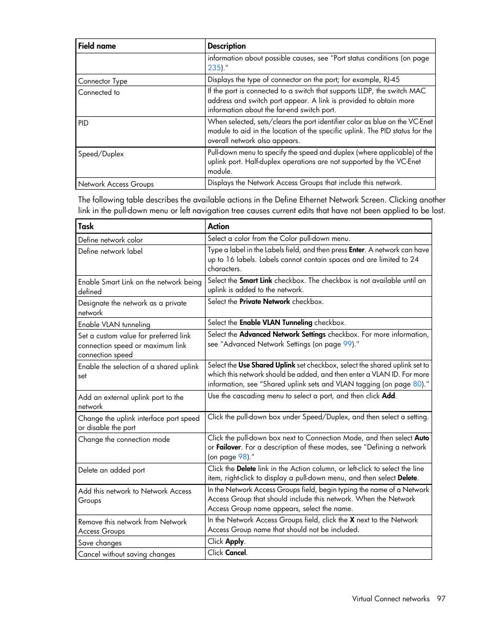 HP Virtual Connect 8Gb 24-port Fibre Channel Module for c-Class BladeSystem User Manual | Page 97 / 262