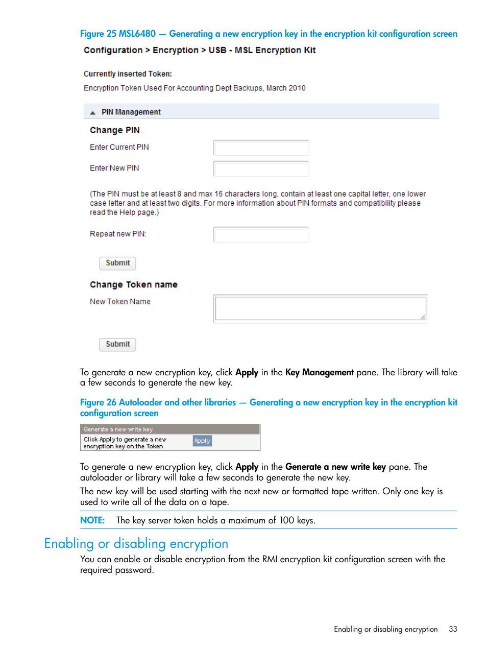 Enabling or disabling encryption | HP StoreEver MSL Tape Libraries User Manual | Page 33 / 51