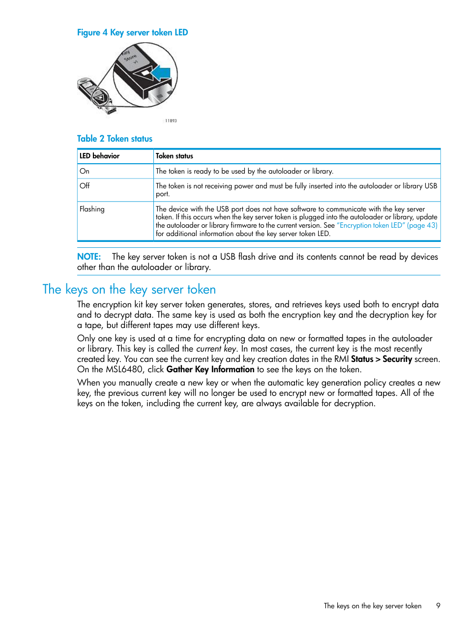 The keys on the key server token | HP StoreEver MSL Tape Libraries User Manual | Page 9 / 51