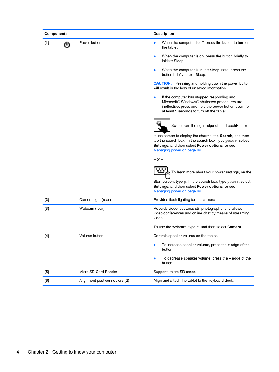 4chapter 2 getting to know your computer | HP ENVY x2 CTO 11t-g000 User Manual | Page 14 / 93