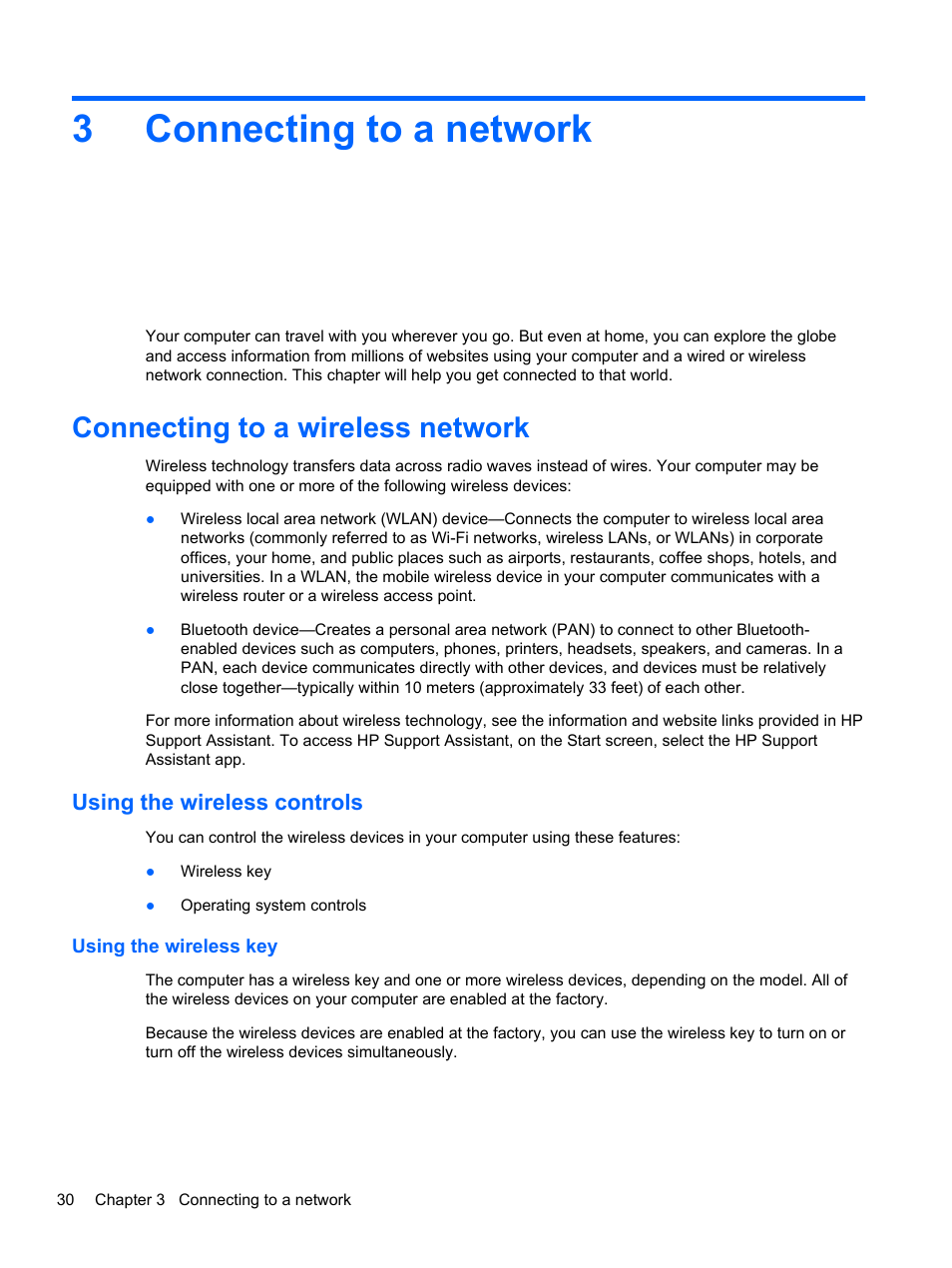 Connecting to a network, Connecting to a wireless network, Using the wireless controls | Using the wireless key, 3 connecting to a network, Connecting, 3connecting to a network | HP ENVY x2 CTO 11t-g000 User Manual | Page 40 / 93