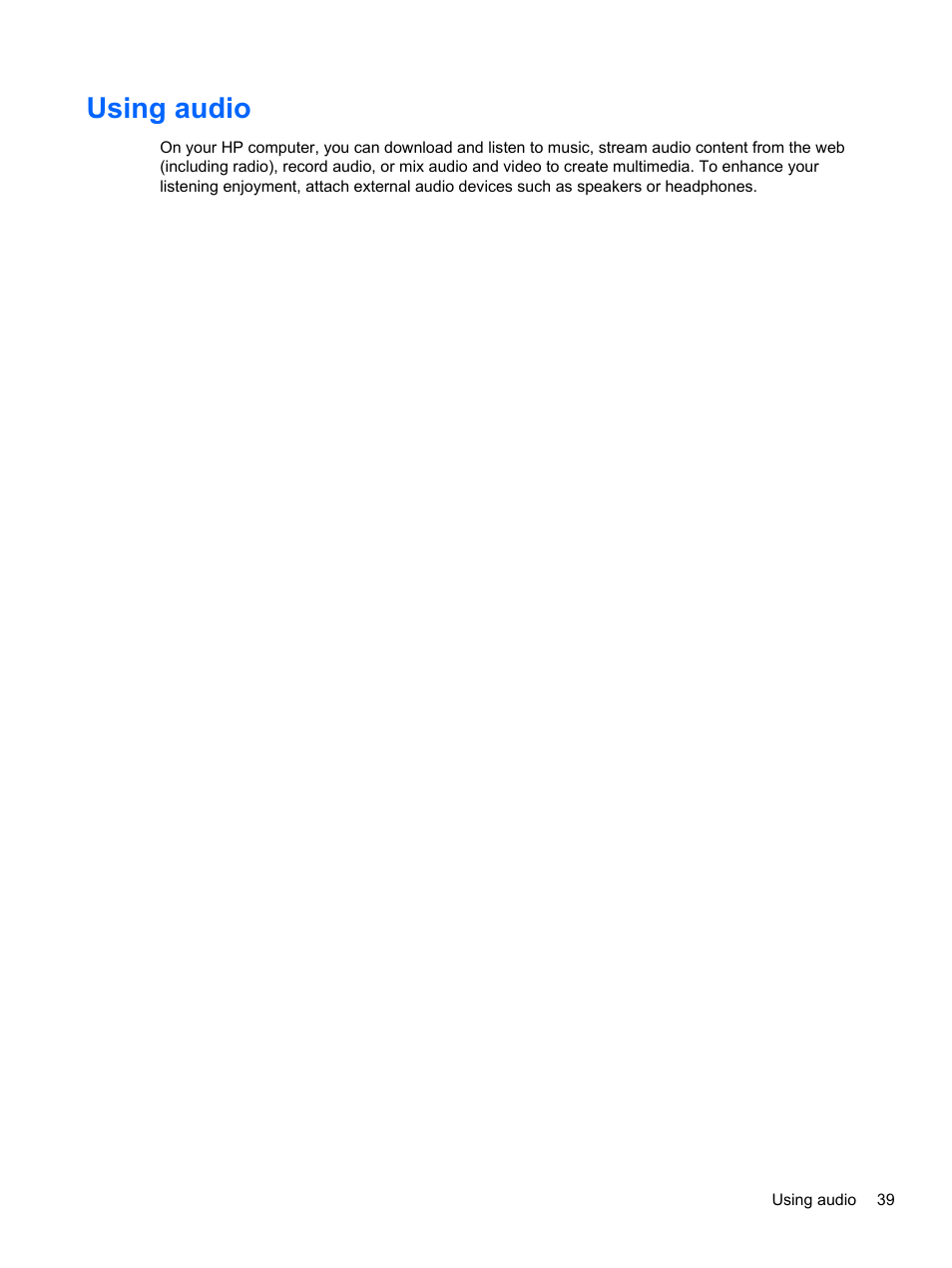 Using audio, Using | HP ENVY x2 CTO 11t-g000 User Manual | Page 49 / 93