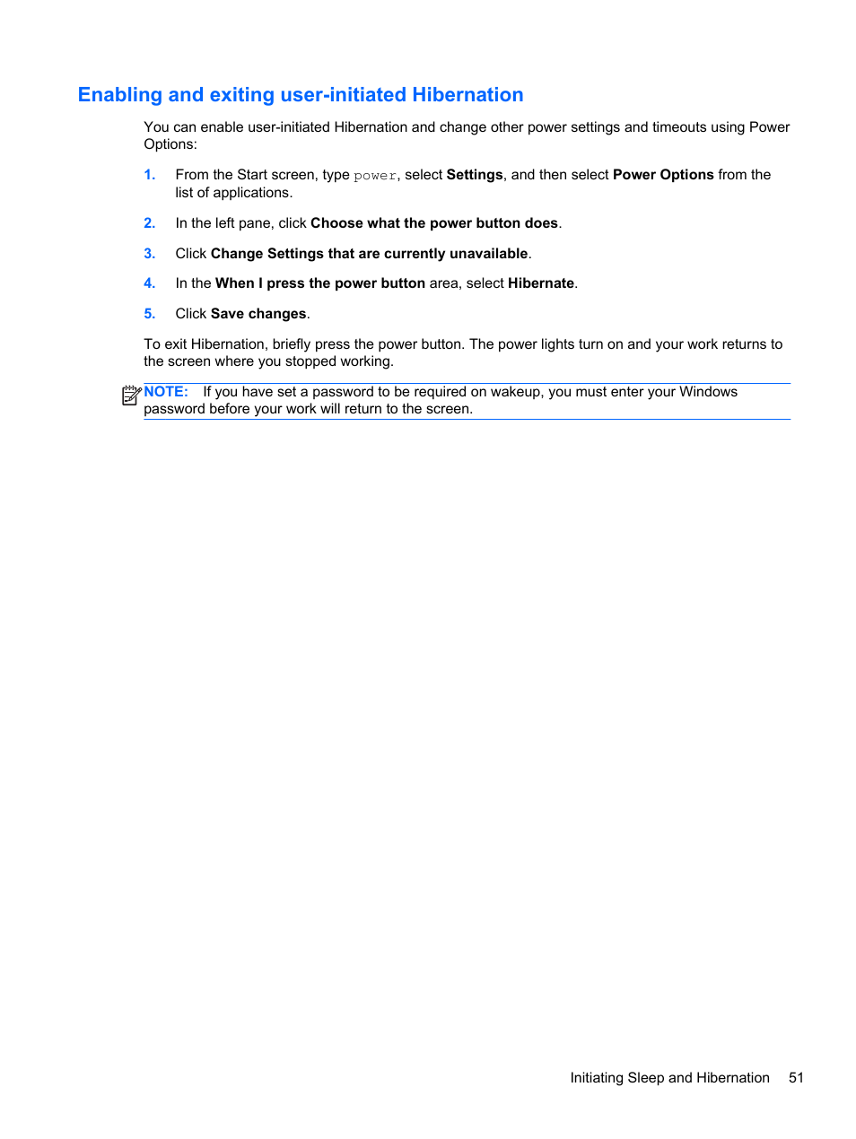Enabling and exiting user-initiated hibernation, Ion, see | HP ENVY x2 CTO 11t-g000 User Manual | Page 61 / 93