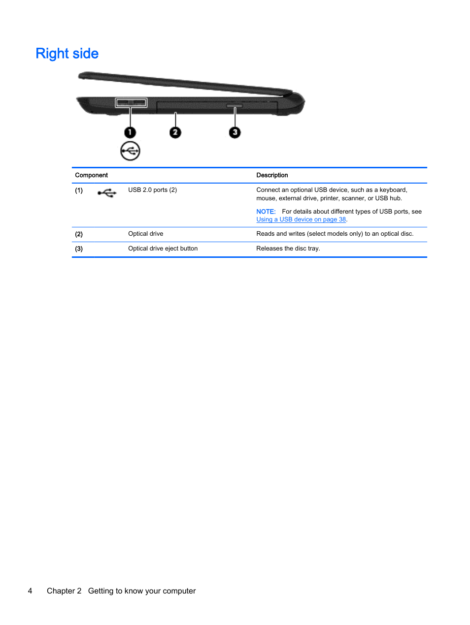 Right side | HP 245 G3 Notebook PC User Manual | Page 14 / 83