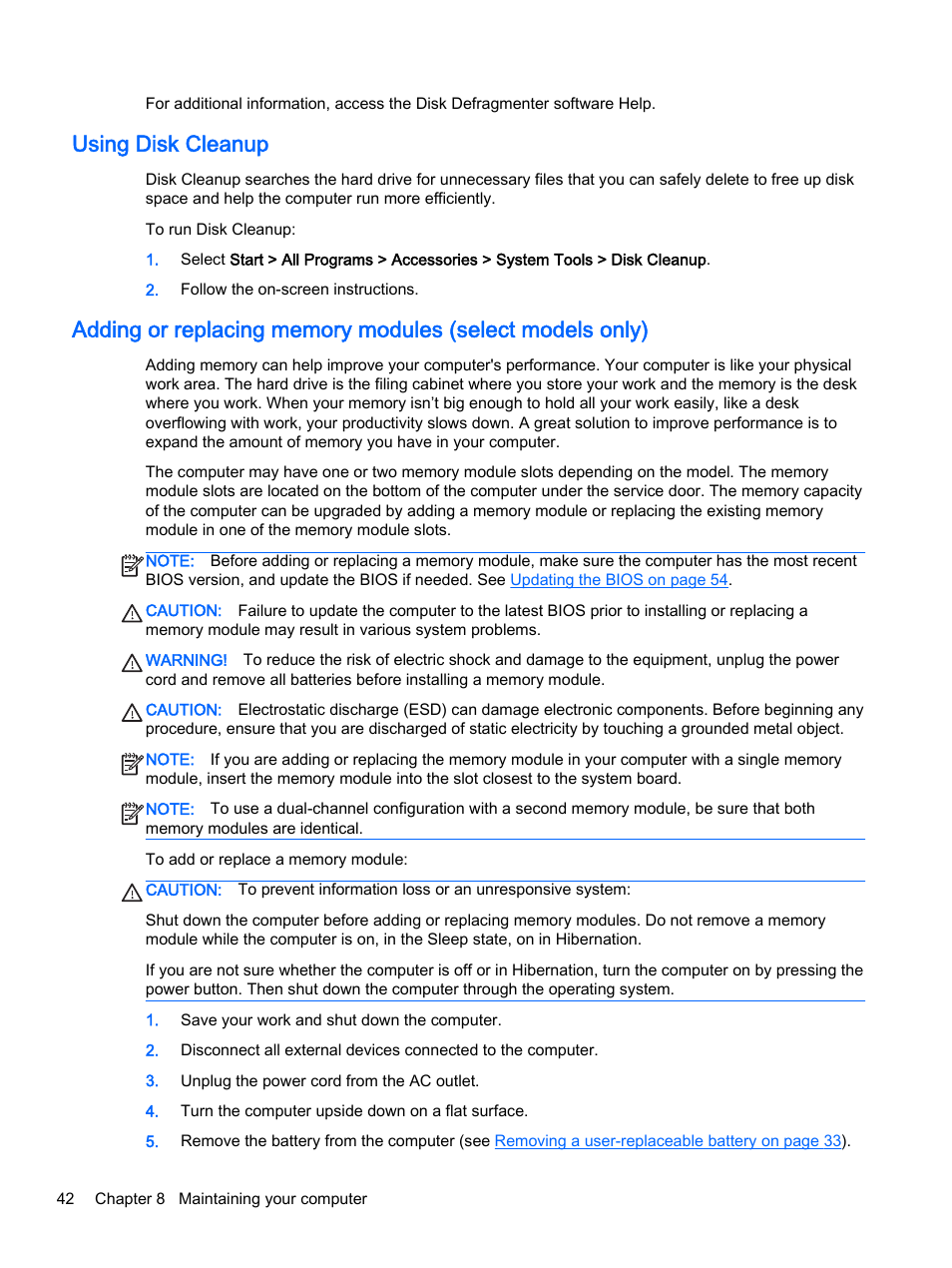 Using disk cleanup | HP 245 G3 Notebook PC User Manual | Page 52 / 83