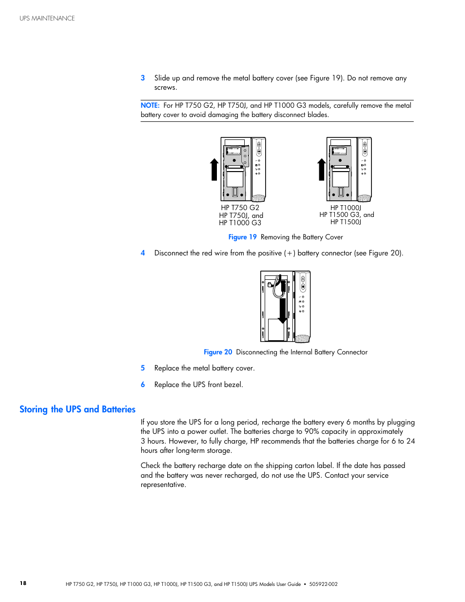 Storing the ups and batteries | HP Tower Uninterruptible Power System User Manual | Page 25 / 38