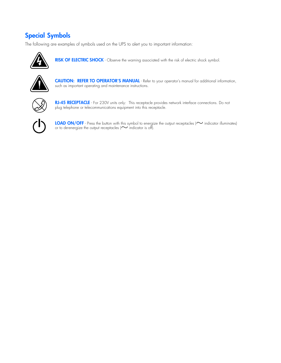 Special symbols | HP Tower Uninterruptible Power System User Manual | Page 3 / 38
