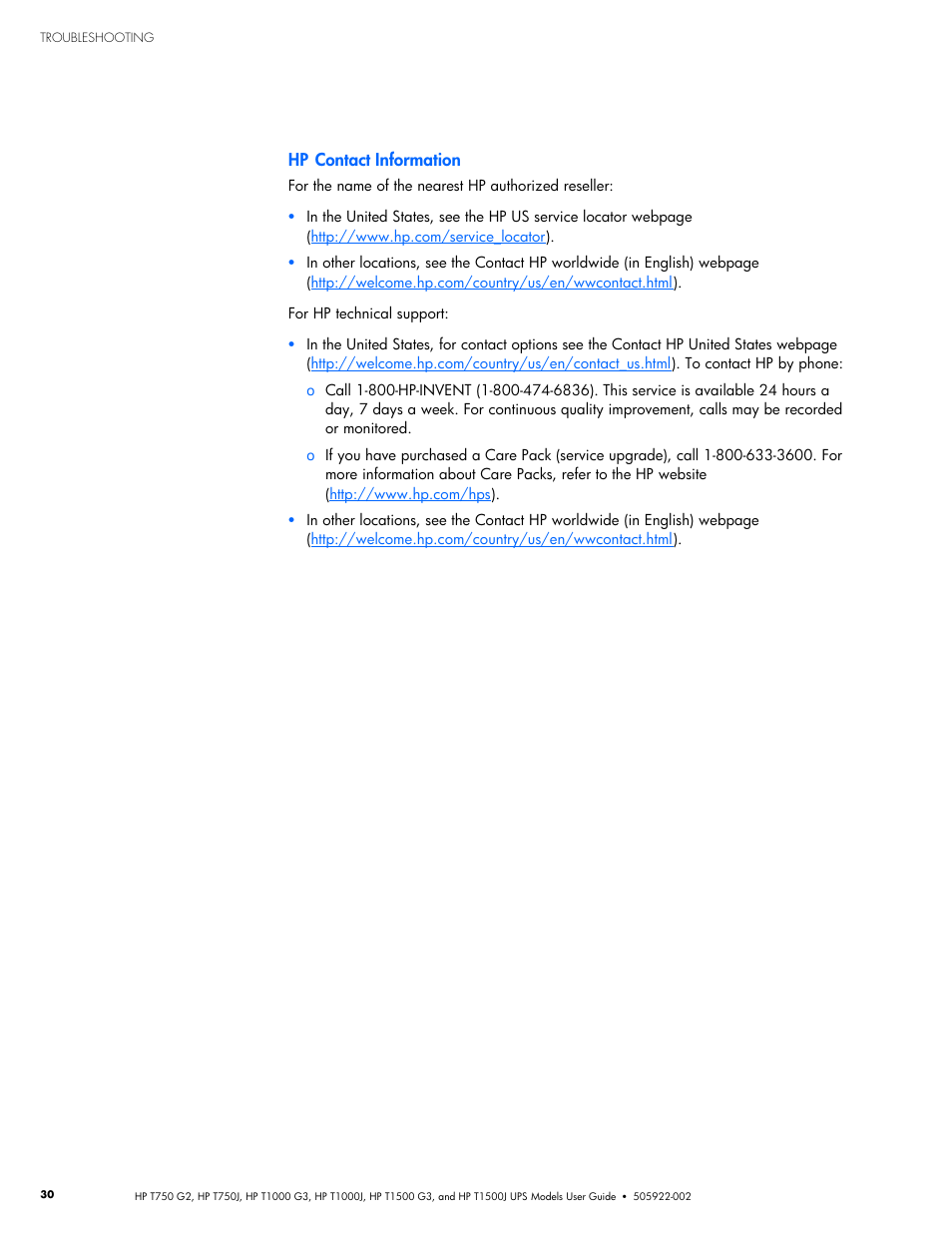 Hp contact information | HP Tower Uninterruptible Power System User Manual | Page 37 / 38