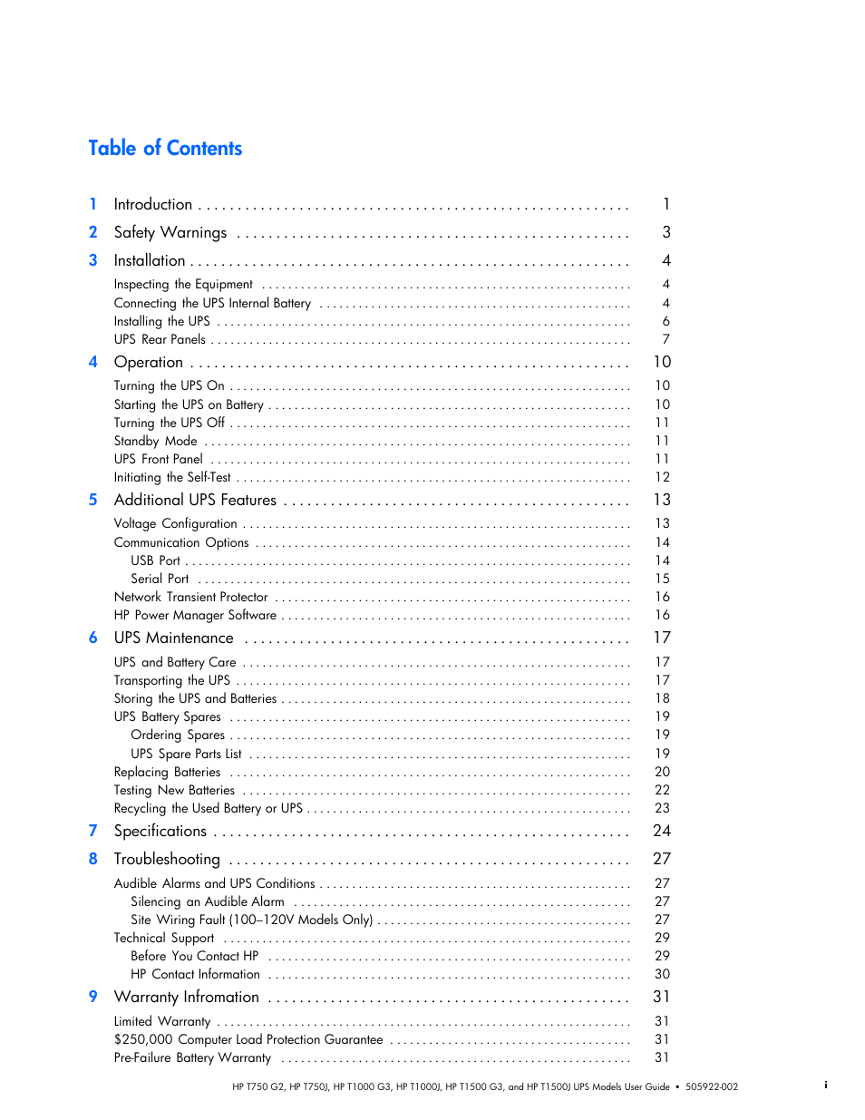 HP Tower Uninterruptible Power System User Manual | Page 7 / 38