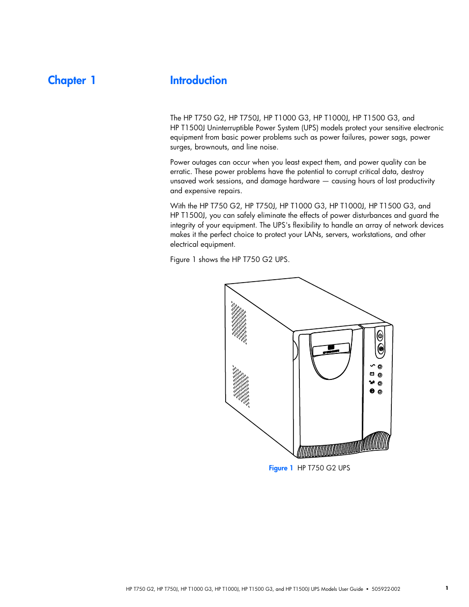 Chapter 1 introduction, Introduction | HP Tower Uninterruptible Power System User Manual | Page 8 / 38