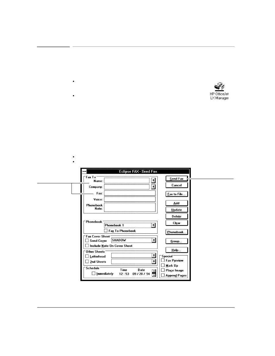 Sending a fax directly from your pc | HP Officejet Lx All-in-One User Manual | Page 13 / 223