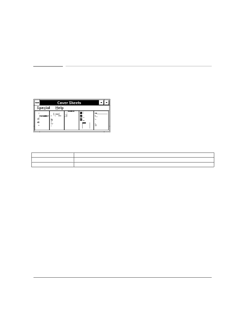 Cover sheets menu bar, Help menu, Special menu options | Help menu options | HP Officejet Lx All-in-One User Manual | Page 138 / 223