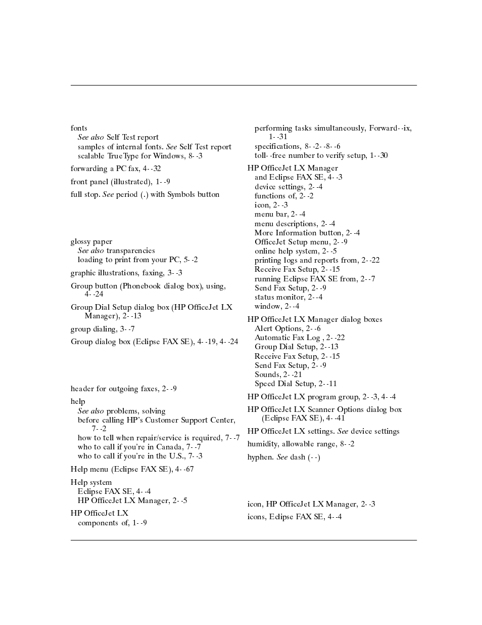 HP Officejet Lx All-in-One User Manual | Page 214 / 223