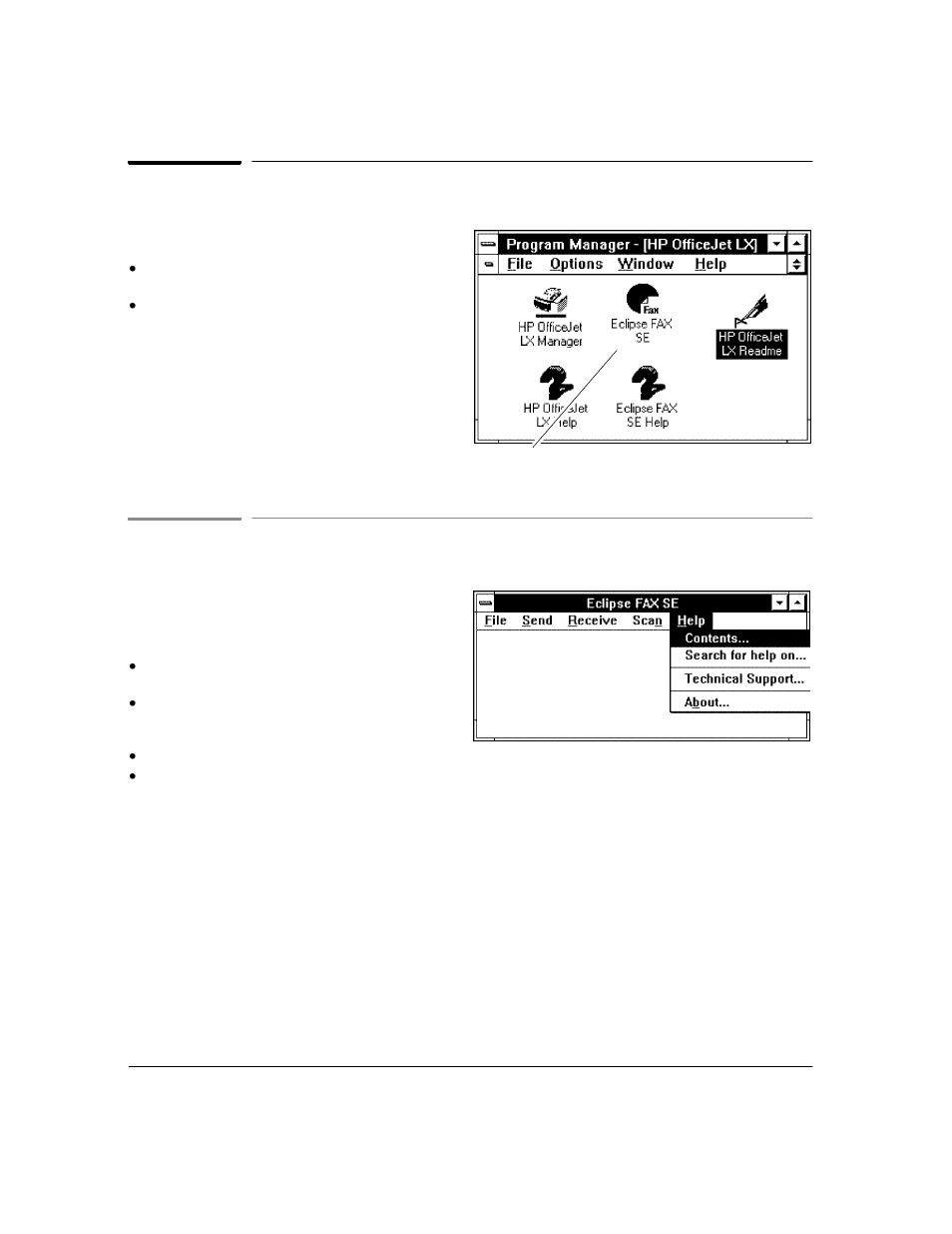 Running eclipse fax se, Using the eclipse fax se help system | HP Officejet Lx All-in-One User Manual | Page 72 / 223