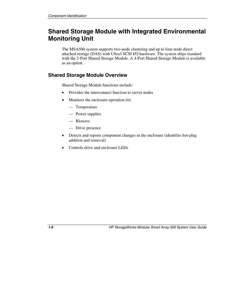 Shared storage module overview, Shared storage module overview -6 | HP StorageWorks 500 Modular Smart Array User Manual | Page 17 / 157