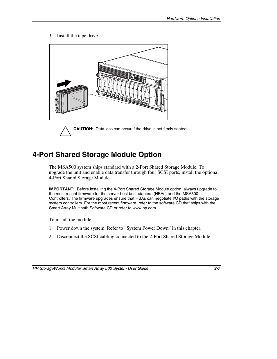 Port shared storage module option, Port shared storage module option -7 | HP StorageWorks 500 Modular Smart Array User Manual | Page 51 / 157