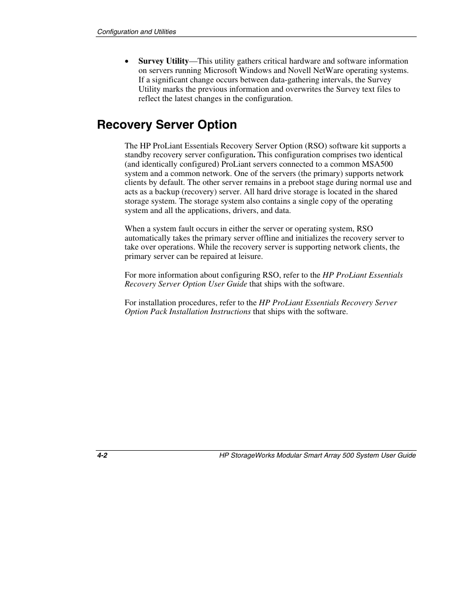 Recovery server option, Recovery server option -2 | HP StorageWorks 500 Modular Smart Array User Manual | Page 65 / 157