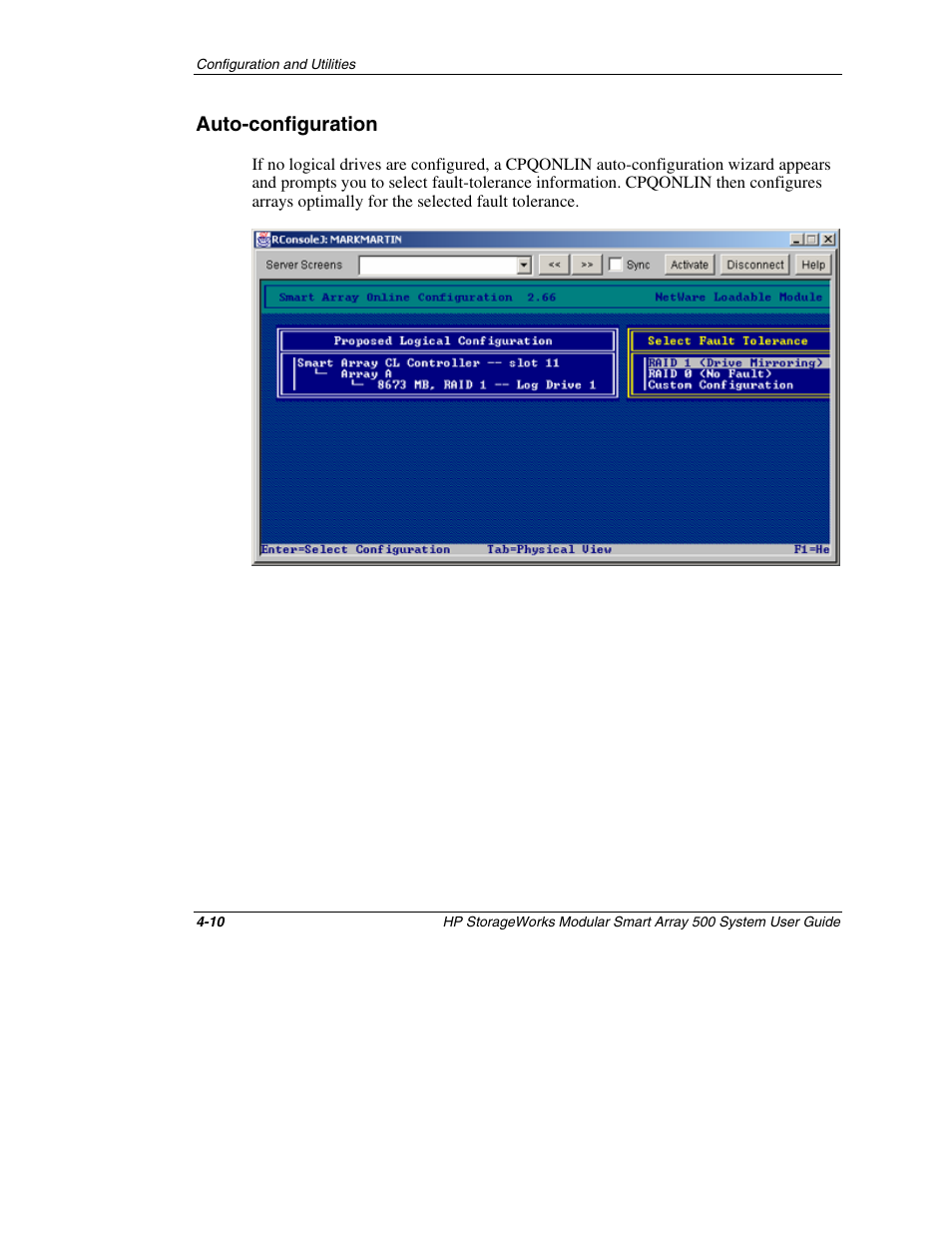 Auto-configuration, Auto-configuration -10 | HP StorageWorks 500 Modular Smart Array User Manual | Page 73 / 157