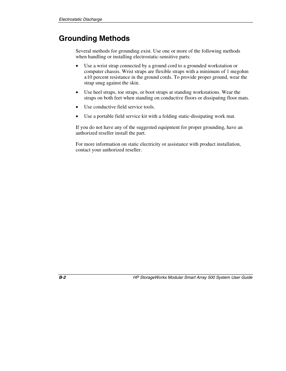 Grounding methods | HP StorageWorks 500 Modular Smart Array User Manual | Page 92 / 157