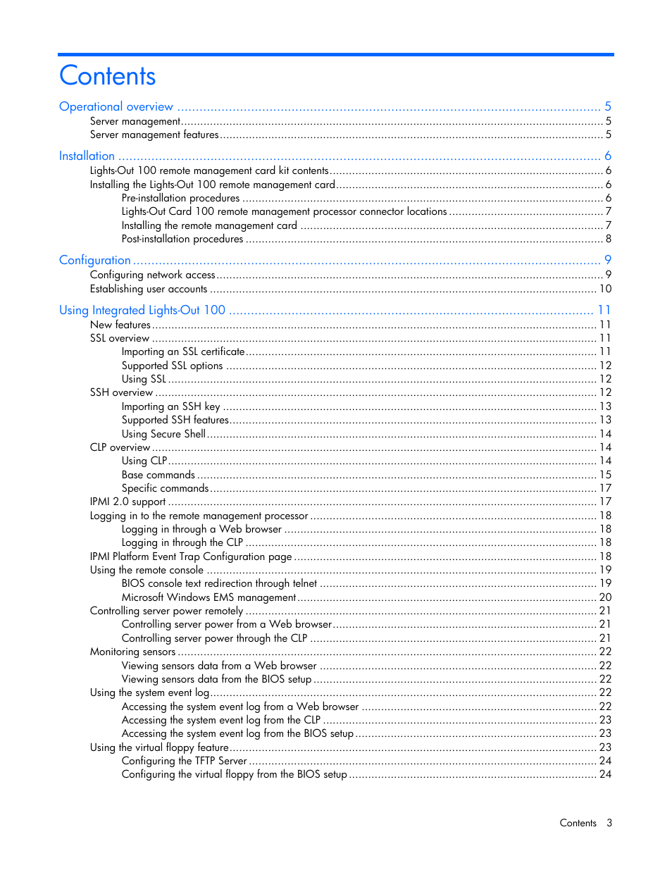 HP Lights-Out 100 Remote Management User Manual | Page 3 / 34