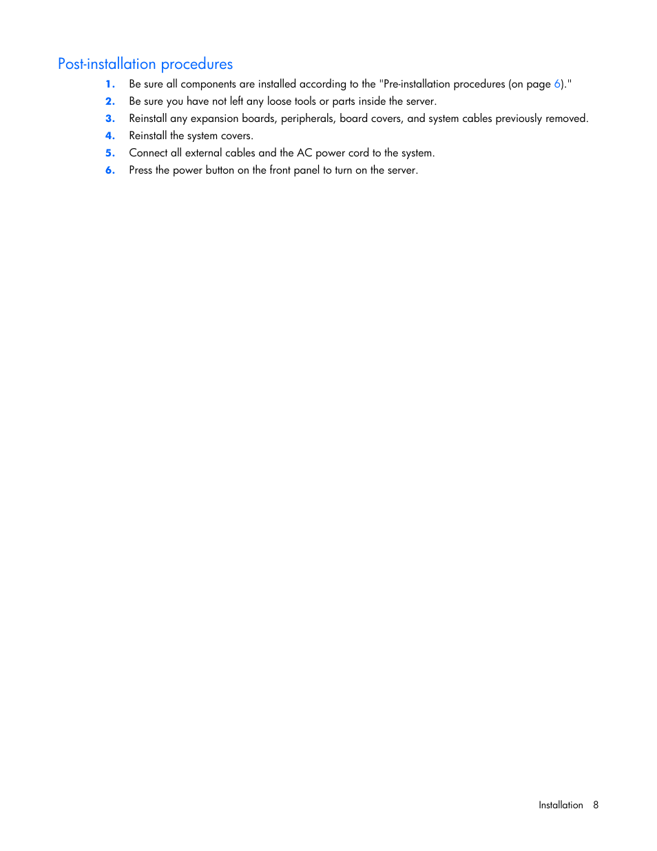 Post-installation procedures | HP Lights-Out 100 Remote Management User Manual | Page 8 / 34