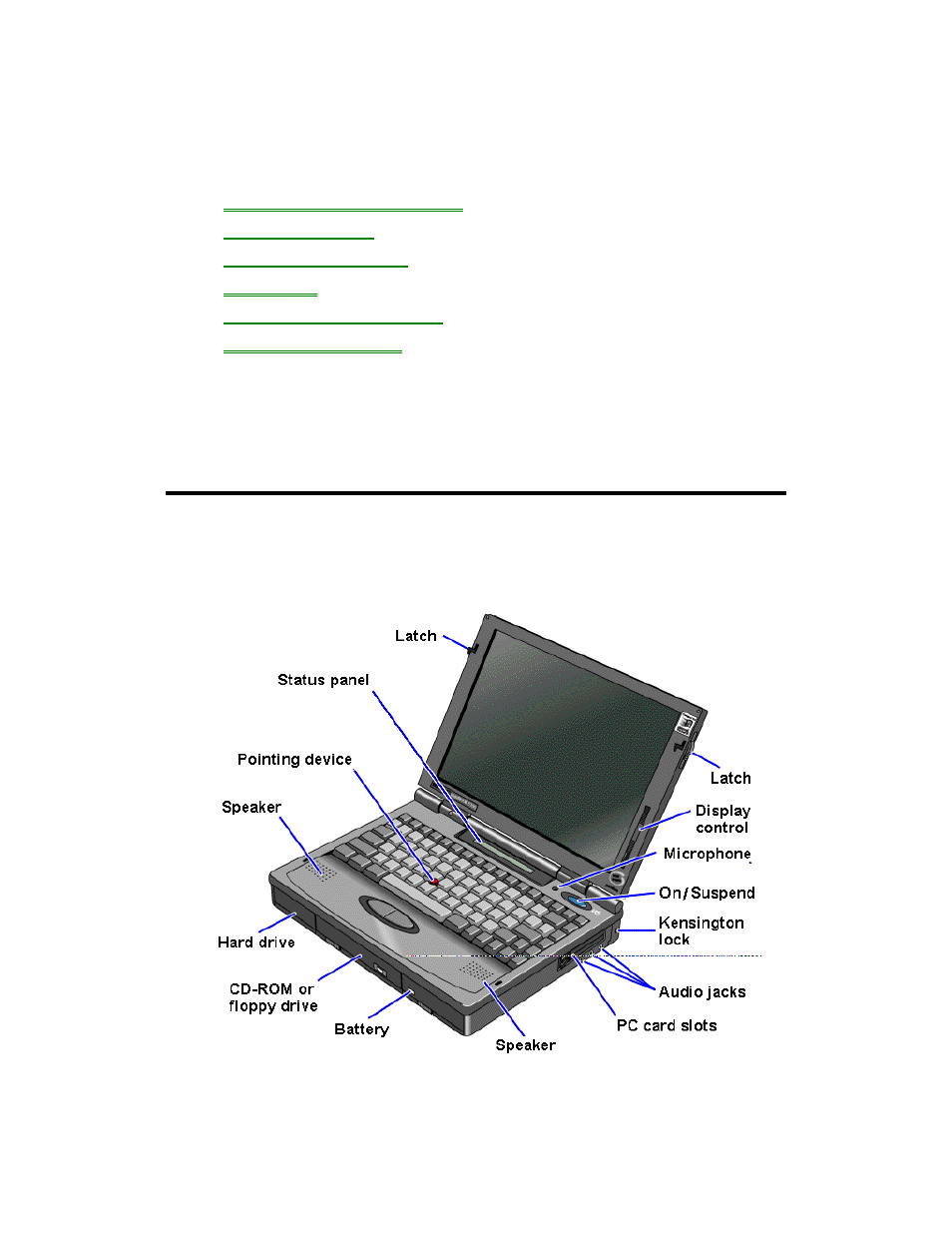 Getting comfortable, Identifying parts of the omnibook | HP OmniBook 5700 Notebook PC User Manual | Page 6 / 70