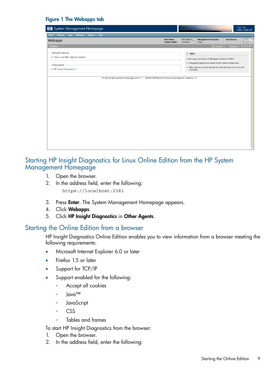 Starting the online edition from a browser | HP ProLiant SL230s Gen8 Server User Manual | Page 9 / 41