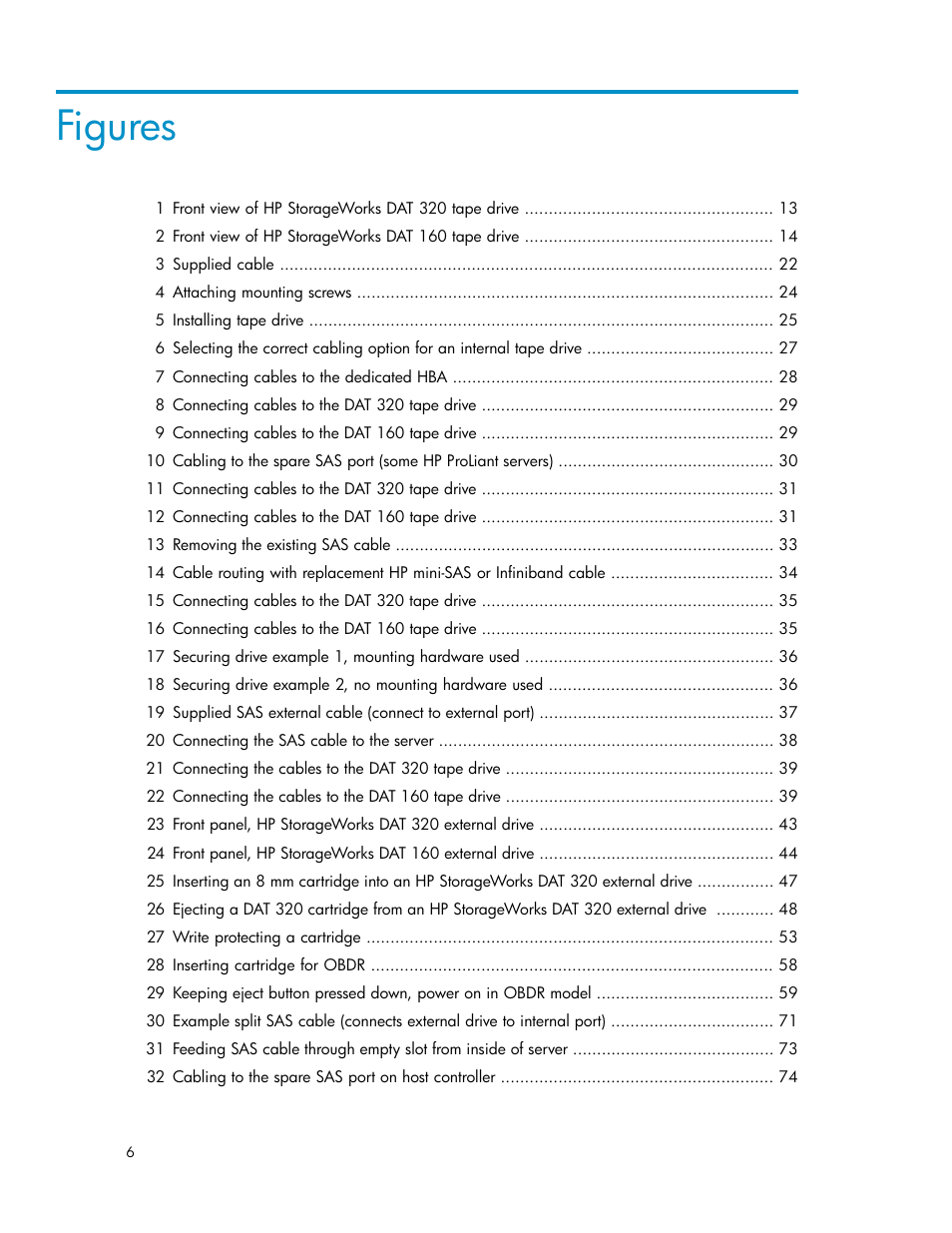 Figures | HP StoreEver DAT Tape Drives User Manual | Page 6 / 84