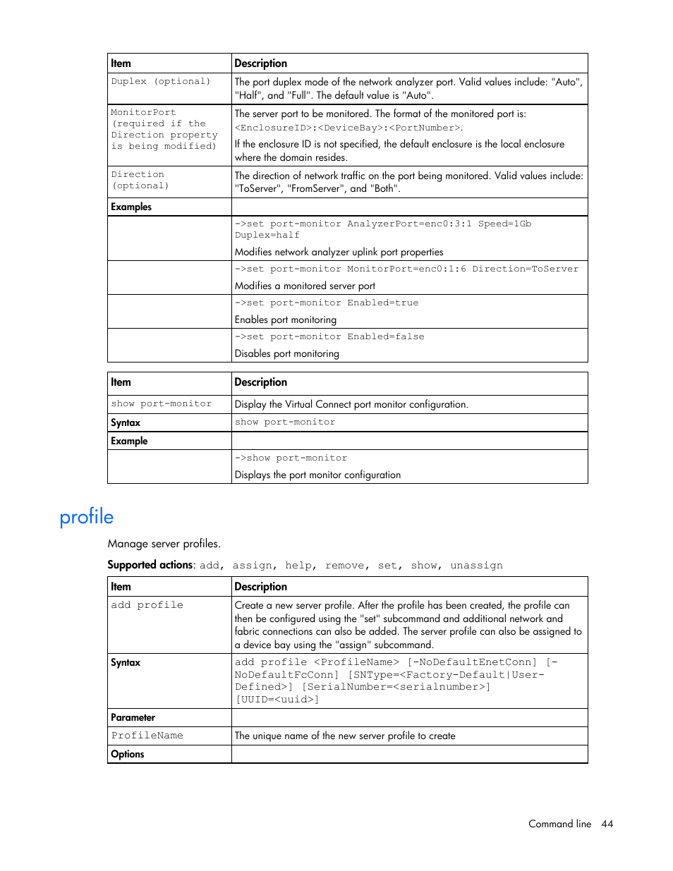 Profile | HP Virtual Connect 1.10Gb-F Ethernet Module for c-Class BladeSystem User Manual | Page 44 / 90