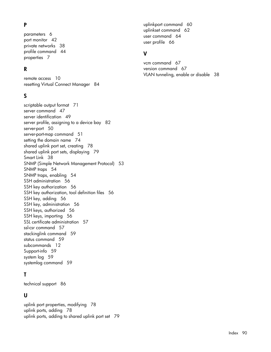 HP Virtual Connect 1.10Gb-F Ethernet Module for c-Class BladeSystem User Manual | Page 90 / 90