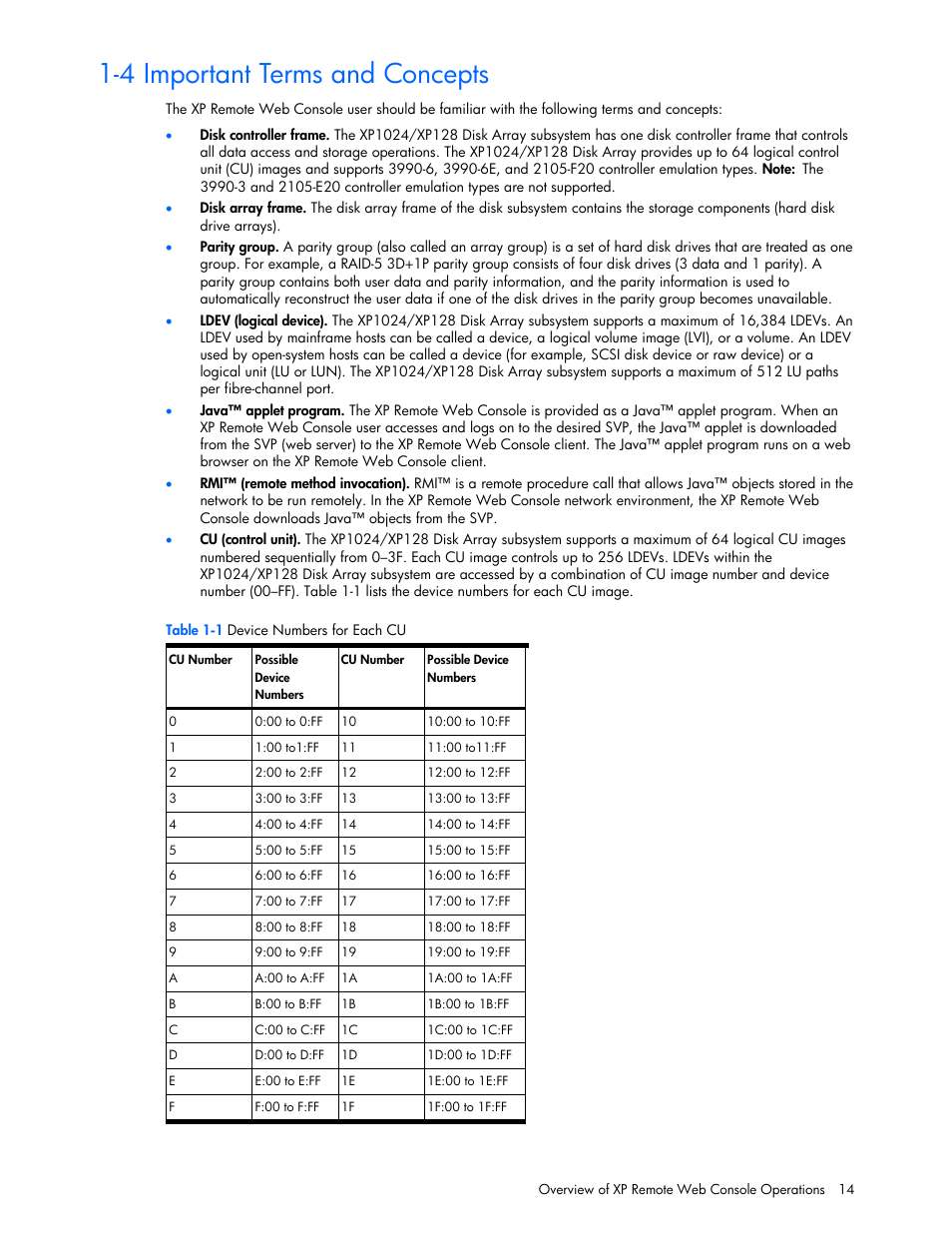 4 important terms and concepts | HP StorageWorks XP Remote Web Console Software User Manual | Page 14 / 100