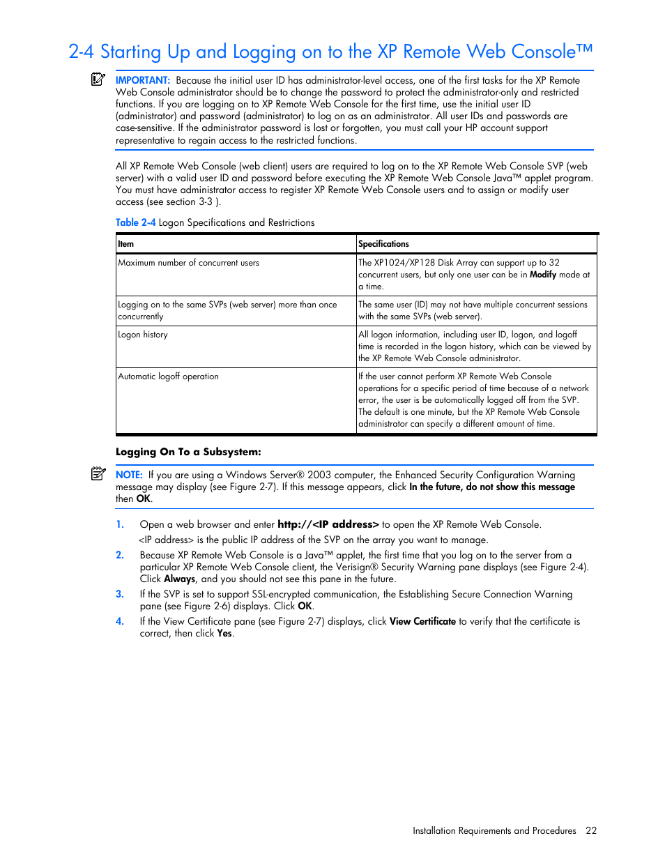 HP StorageWorks XP Remote Web Console Software User Manual | Page 22 / 100