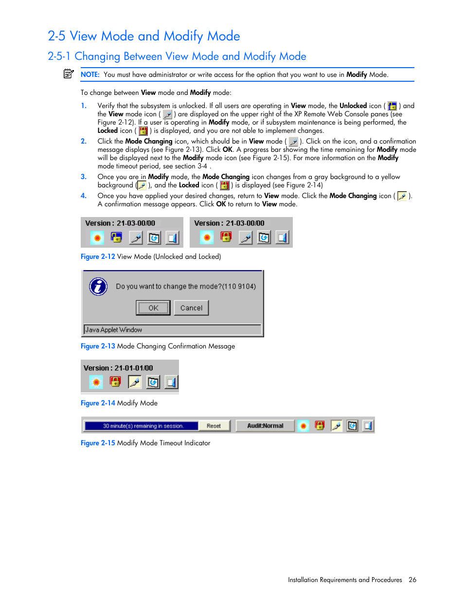 5 view mode and modify mode, 5-1 changing between view mode and modify mode | HP StorageWorks XP Remote Web Console Software User Manual | Page 26 / 100