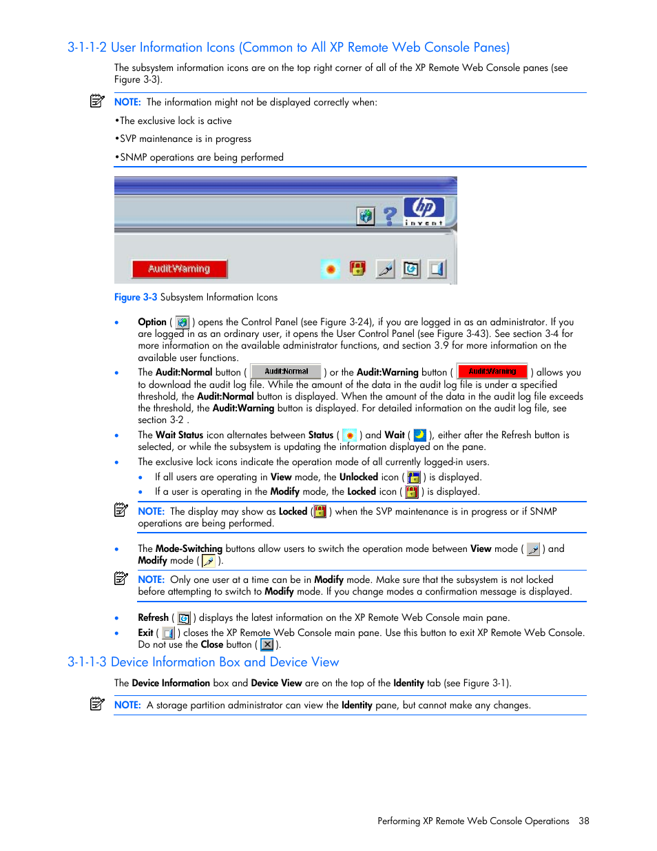 1-1-3 device information box and device view | HP StorageWorks XP Remote Web Console Software User Manual | Page 38 / 100