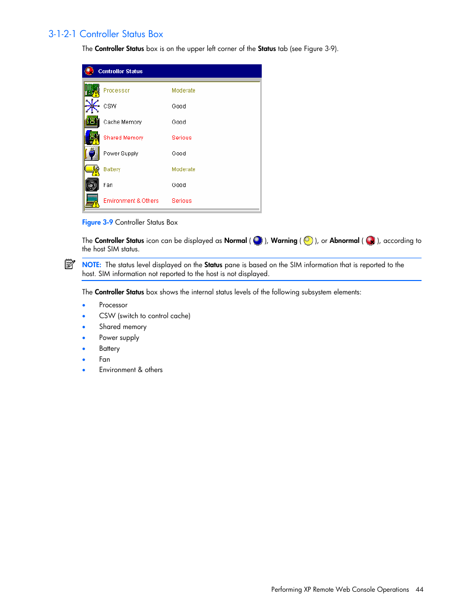 1-2-1 controller status box | HP StorageWorks XP Remote Web Console Software User Manual | Page 44 / 100