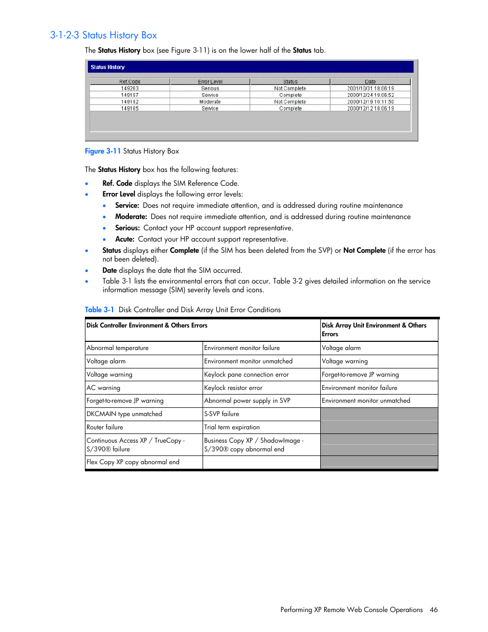 1-2-3 status history box | HP StorageWorks XP Remote Web Console Software User Manual | Page 46 / 100