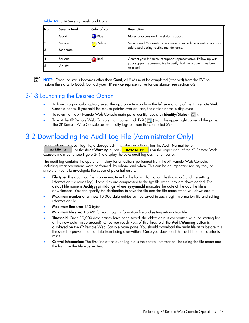 1-3 launching the desired option | HP StorageWorks XP Remote Web Console Software User Manual | Page 47 / 100