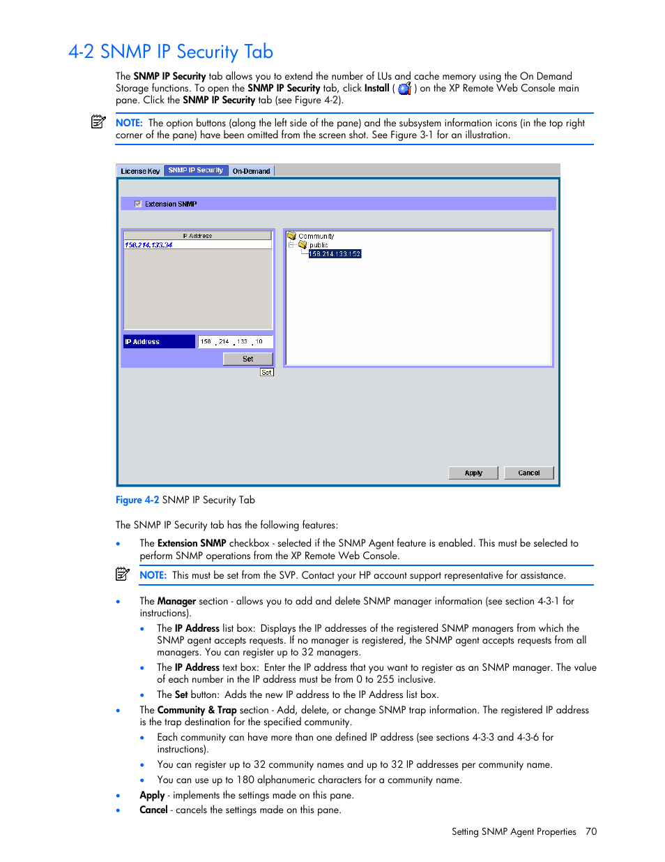 2 snmp ip security tab | HP StorageWorks XP Remote Web Console Software User Manual | Page 70 / 100