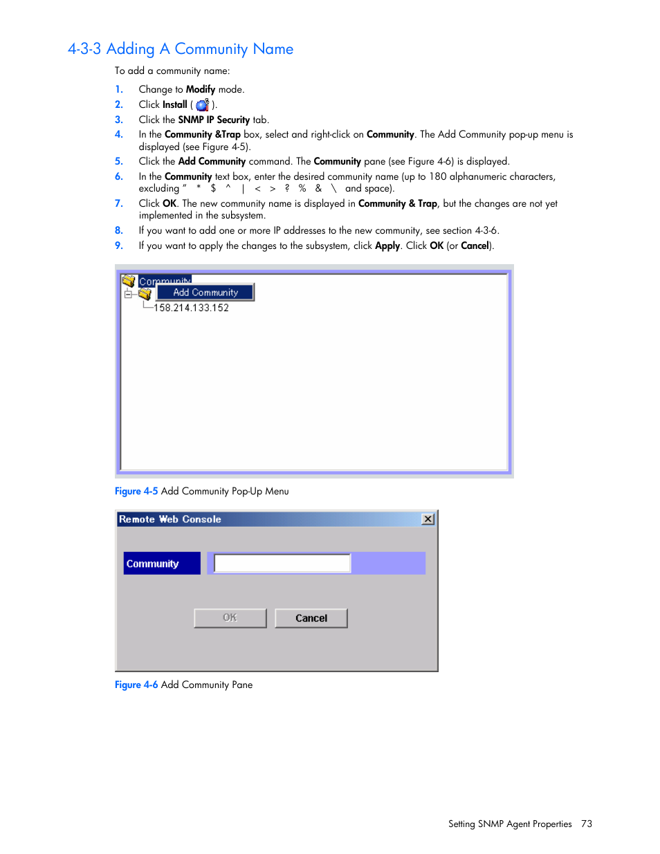 3-3 adding a community name | HP StorageWorks XP Remote Web Console Software User Manual | Page 73 / 100