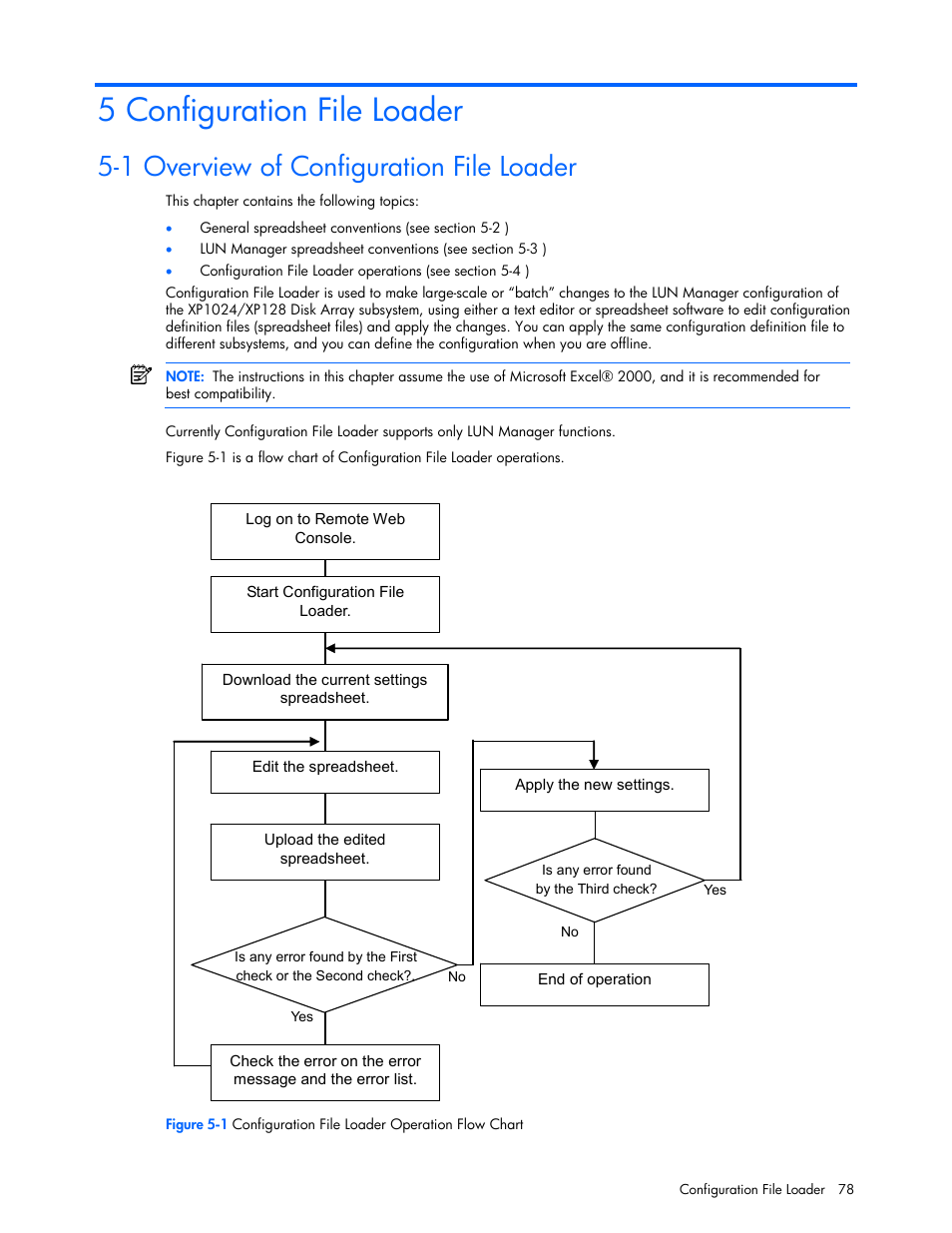 5 configuration file loader, 1 overview of configuration file loader | HP StorageWorks XP Remote Web Console Software User Manual | Page 78 / 100