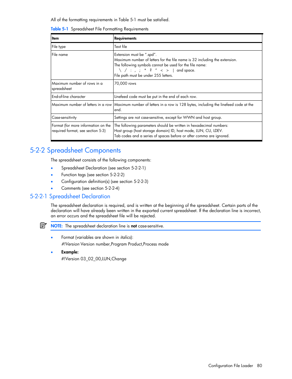 2-2 spreadsheet components, 2-2-1 spreadsheet declaration | HP StorageWorks XP Remote Web Console Software User Manual | Page 80 / 100