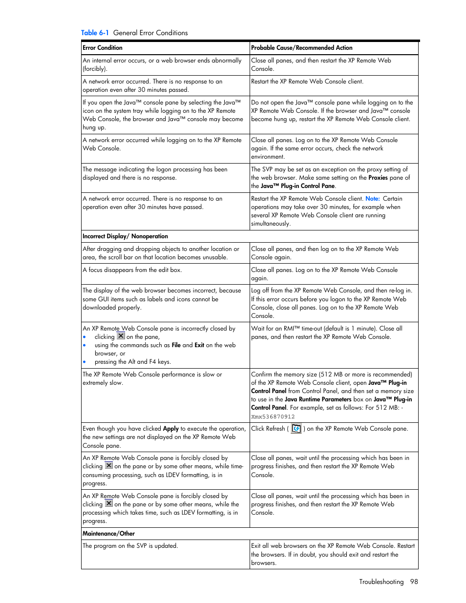HP StorageWorks XP Remote Web Console Software User Manual | Page 98 / 100