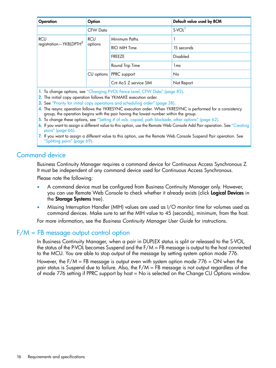 Command device, F/m = fb message output control option | HP XP7 Storage User Manual | Page 16 / 195