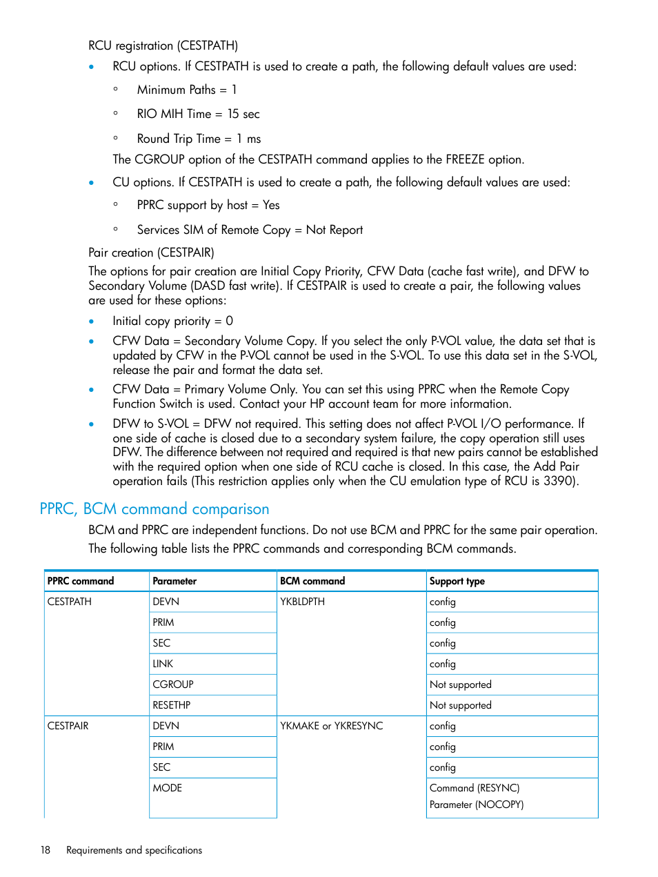 Pprc, bcm command comparison | HP XP7 Storage User Manual | Page 18 / 195