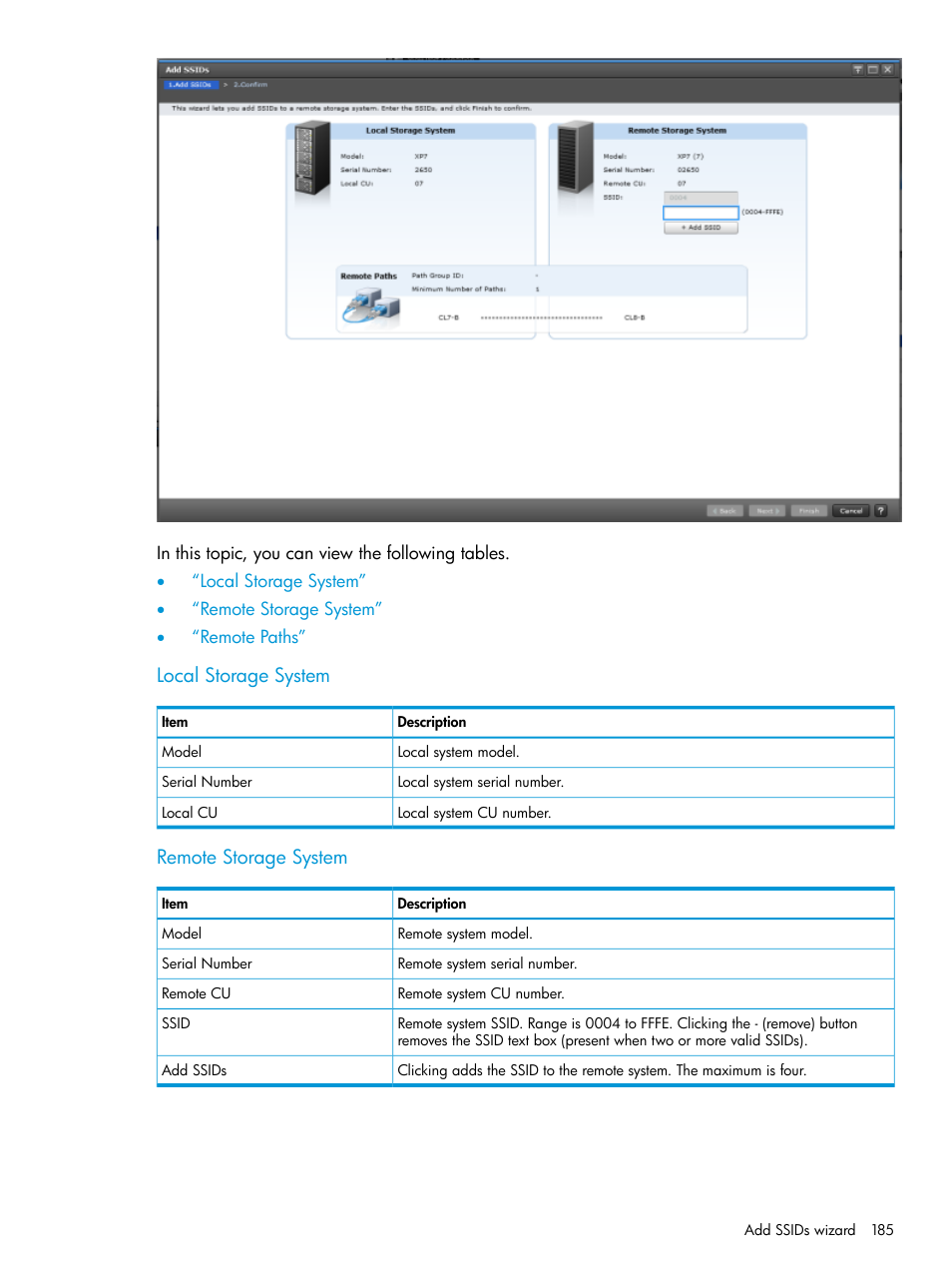 Local storage system, Remote storage system | HP XP7 Storage User Manual | Page 185 / 195