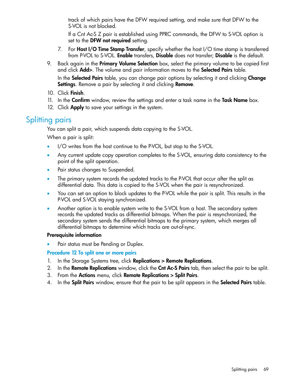 Splitting pairs | HP XP7 Storage User Manual | Page 69 / 195