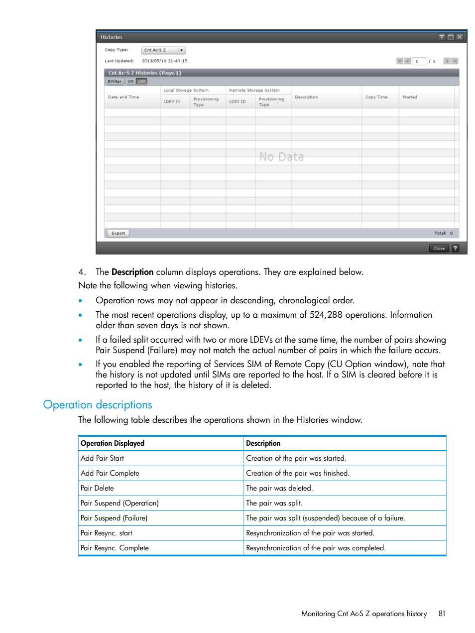 Operation descriptions | HP XP7 Storage User Manual | Page 81 / 195