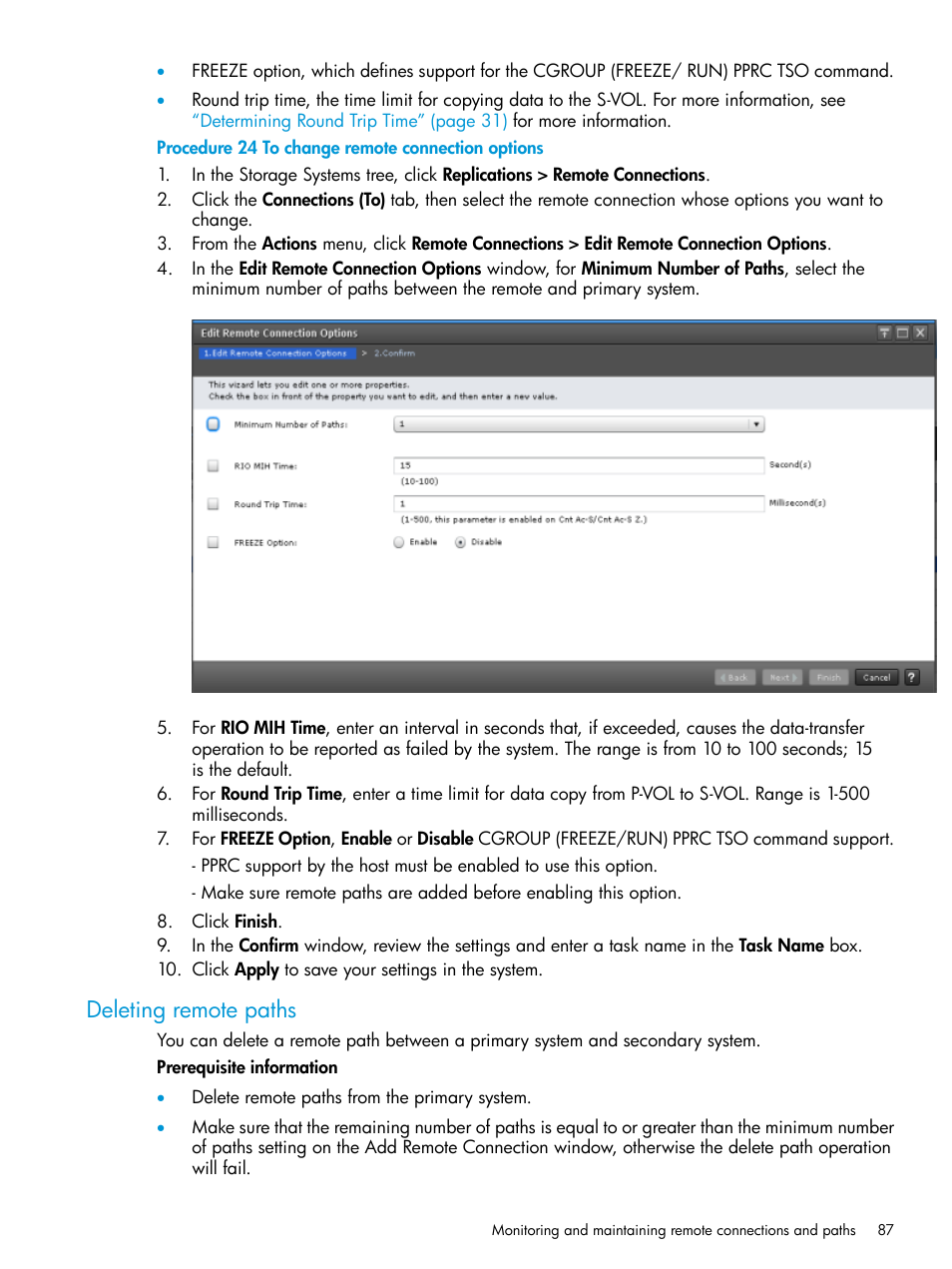 Deleting remote paths | HP XP7 Storage User Manual | Page 87 / 195
