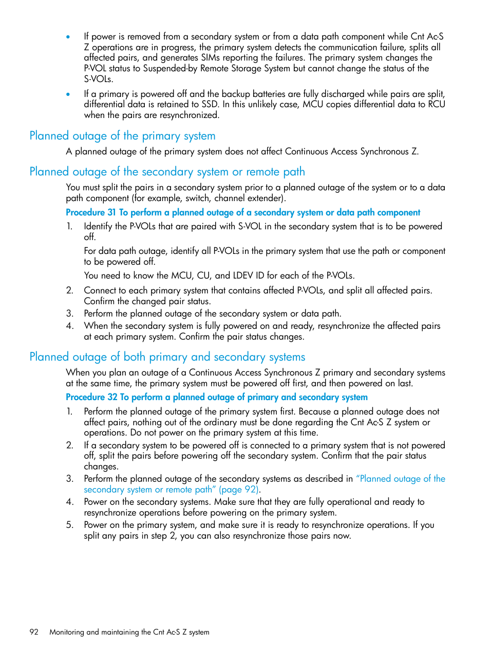 Planned outage of the primary system | HP XP7 Storage User Manual | Page 92 / 195